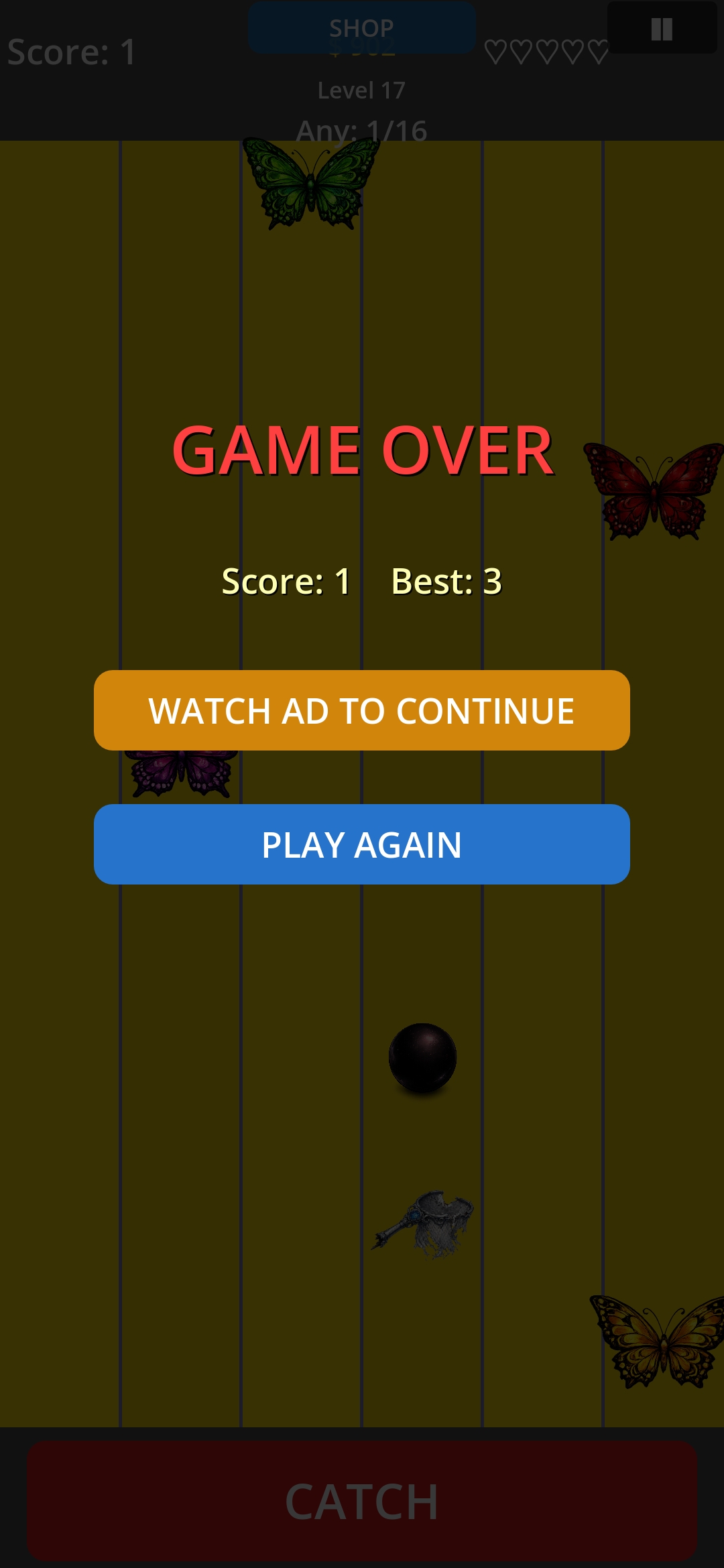 Game over screen
